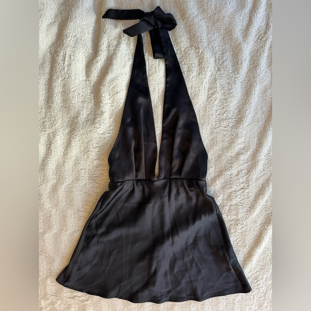 XS Zara black halter mini dress